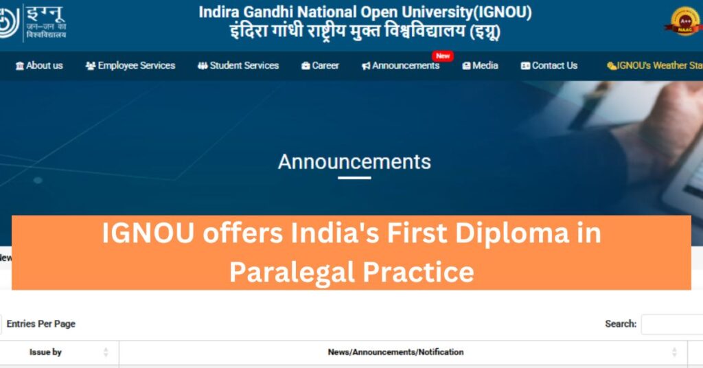 IGNOU offers India's First Diploma in Paralegal Practice