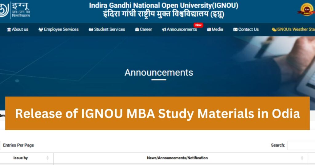 Release of IGNOU MBA Study Materials in Odia